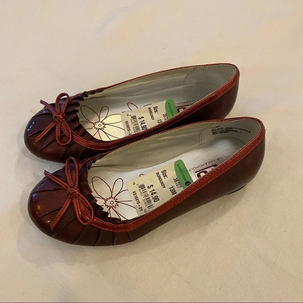 NWT~L.A. UNDERGROUND Girls Burgundy Shoes Size 13